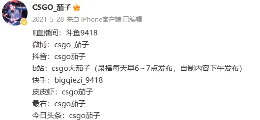 2025年CSGO热门主播茄子个人资料及最新赛事动态 2025年CSGO热门主播茄子个人资料及最新赛事动态